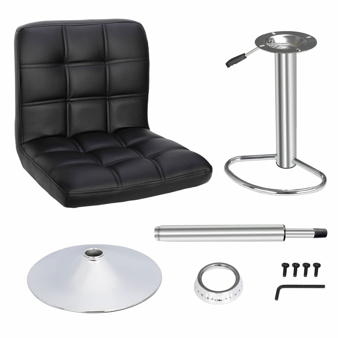(Set of 4)Adjustable Bar Stools Swivel PU Leather Modern Dinning Chairs with Back Set of 4