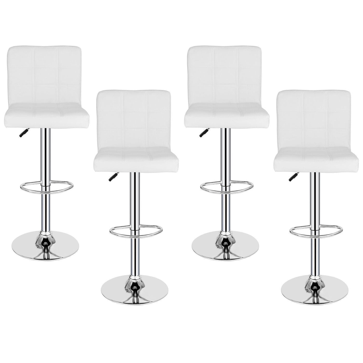 (Set of 4)Adjustable Bar Stools Swivel PU Leather Modern Dinning Chairs with Back Set of 4
