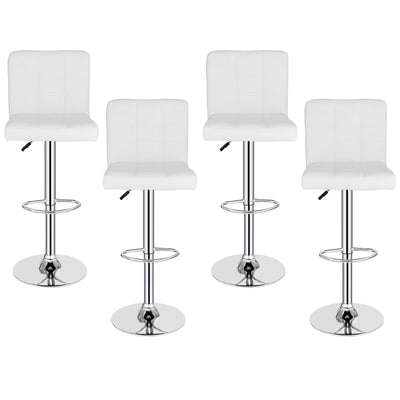 (Set of 4)Adjustable Bar Stools Swivel PU Leather Modern Dinning Chairs with Back Set of 4