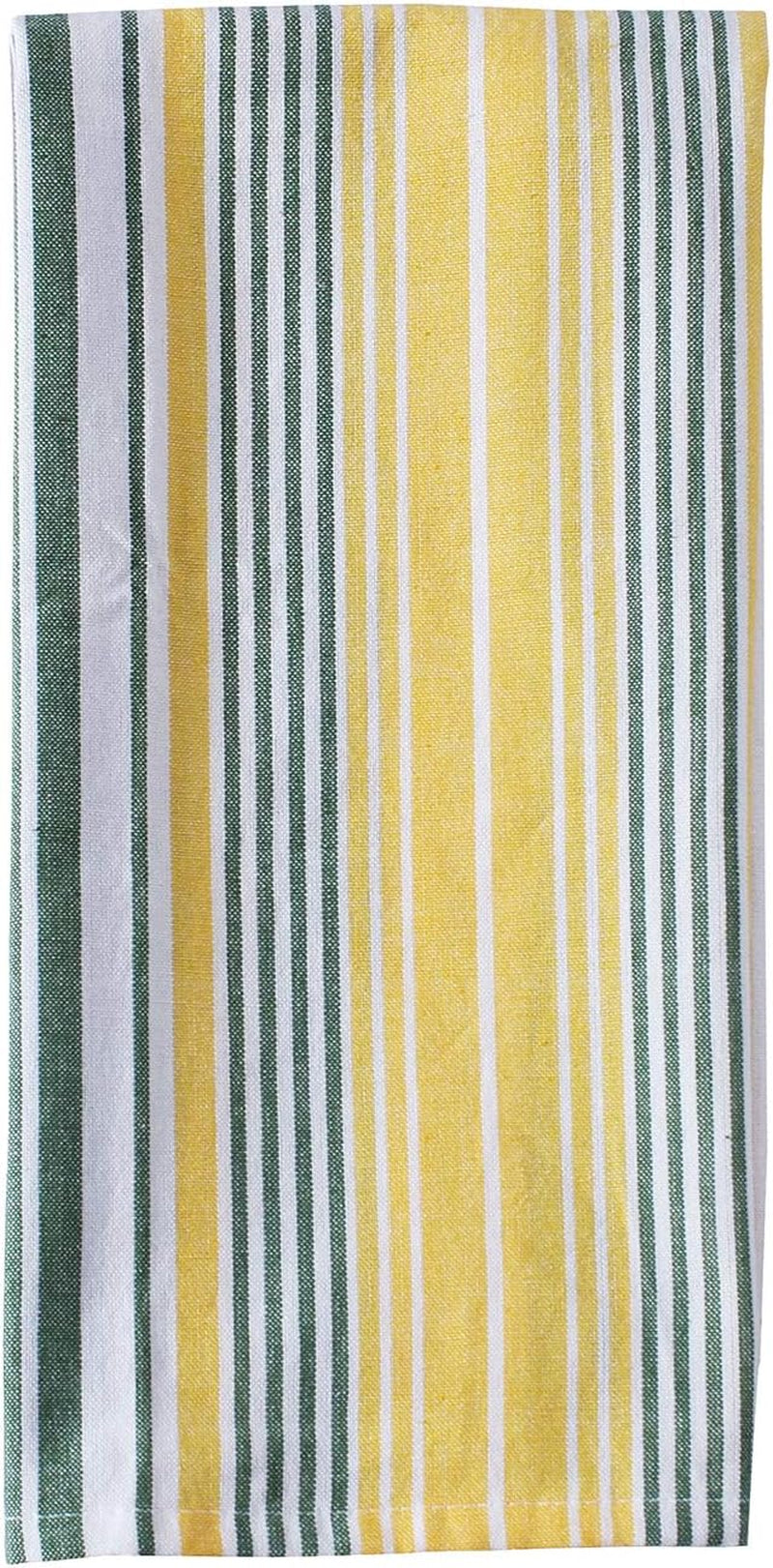 ACCENTHOME Lemon Yellow Printed Cotton Kitchen Towel Set - Absorbent Multi Purpose Kitchen Linen - 4 Drying Dish Hand Towels 20X28