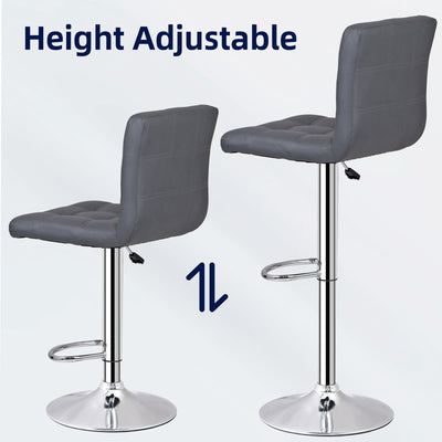 (Set of 4)Adjustable Bar Stools Swivel PU Leather Modern Dinning Chairs with Back Set of 4
