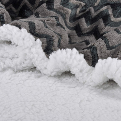 Catalonia Silky Soft Sherpa Throw Blanket, Flannel Chevron Micro Plush Fleece Throws for Couch Sofa TV Bed, Reversible, Comfy, Fuzzy, 50"X60" Charcoal