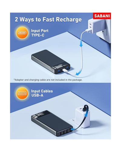 SABANI Portable Charger 35000Mah Power Bank - Portable Battery with 4 Built I...