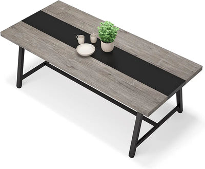 Baeumel 70.87'' Rectangle Dining Table for 6-8, Wood Kitchen Table with Strong Metal Frame