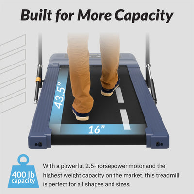 Electric Walking Desk Exercise Treadmill, Black and Blue, 400 Lb