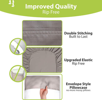 BAMPURE Luxury Series Queen Sheet Set - 100% Pure Viscose Bamboo Sheets - Super Soft, Cooling for Hot Sleepers - Deep Pocket (S Grey)