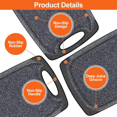 (Set of 3) KIMIUP Kitchen Cutting Board ,Professional Chopping Boards Sets,(Dishwasher Safe Cutting Boards No BPA)
