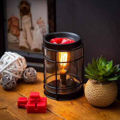Vintage Bulb Electric Candle Warmer with Timer | Black Plug in Fragrance Warmer for Scented Wax Melts for Rustic Home Décor, Office, Gifts