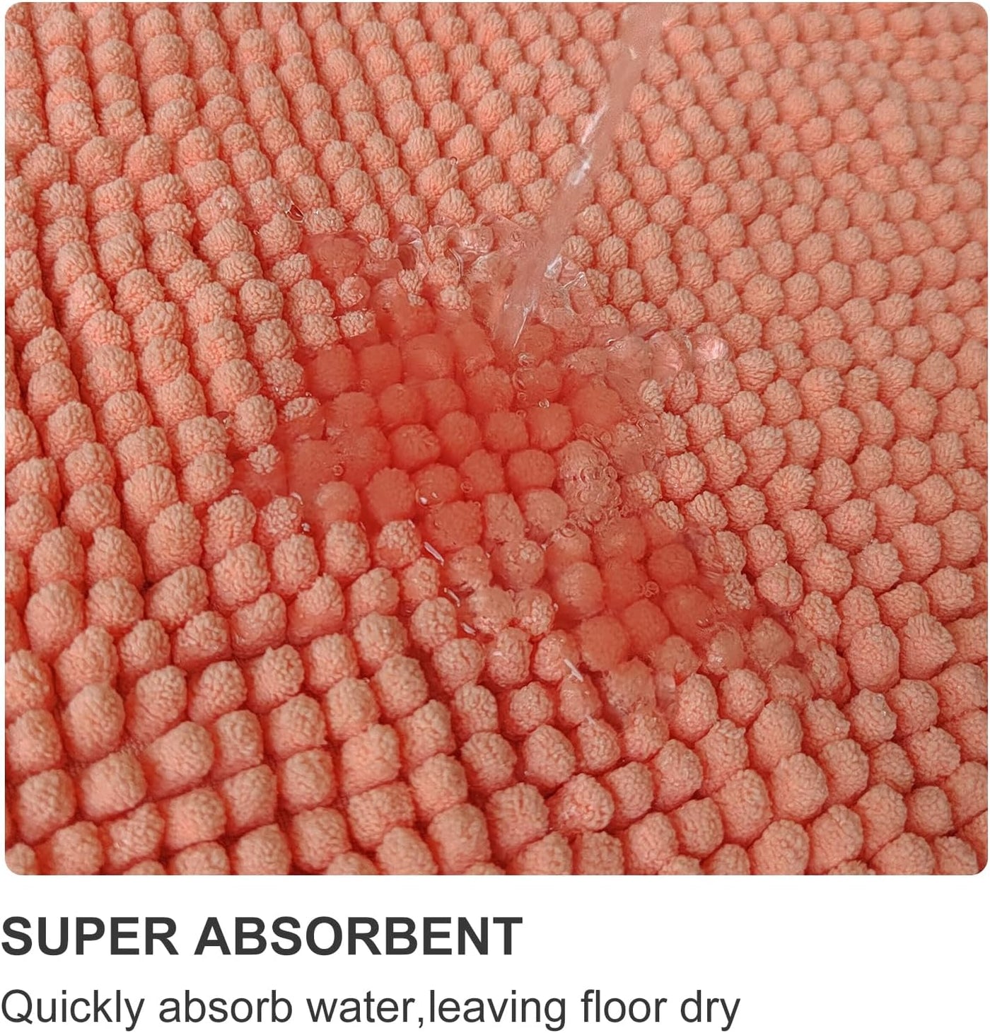 Civkor Bath Mat Rug, Comfy Chenille Non Slip Bathroom Mats Rugs with Soft & Absorbent Shag, Machine Washable, Bath Rug for Bathroom Set of 2, Light Orange/Coral, 31X20 and 24X16 Inch