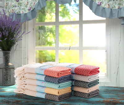 Rumi & Shams Turkish Farmhouse Boho Hand Towels | 2 Pcs Beige (Sand) | 16 X 32 Inches | 100% Cotton