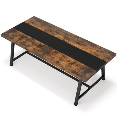Baeumel 70.87'' Rectangle Dining Table for 6-8, Wood Kitchen Table with Strong Metal Frame