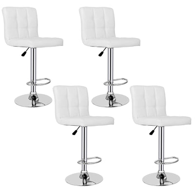 (Set of 4)Adjustable Bar Stools Swivel PU Leather Modern Dinning Chairs with Back Set of 4