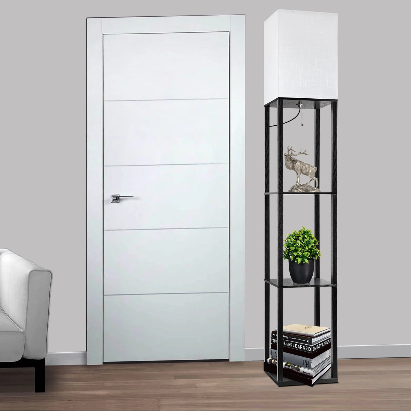 63" Shelf Floor Lamps with Shelves  Black