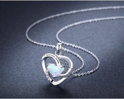 Cuoka 925 Sterling Silver Heart Necklace I Love You to the Moon and Back Pendant Sun Star Moon Necklace Jewelry for Women with Gifts Box
