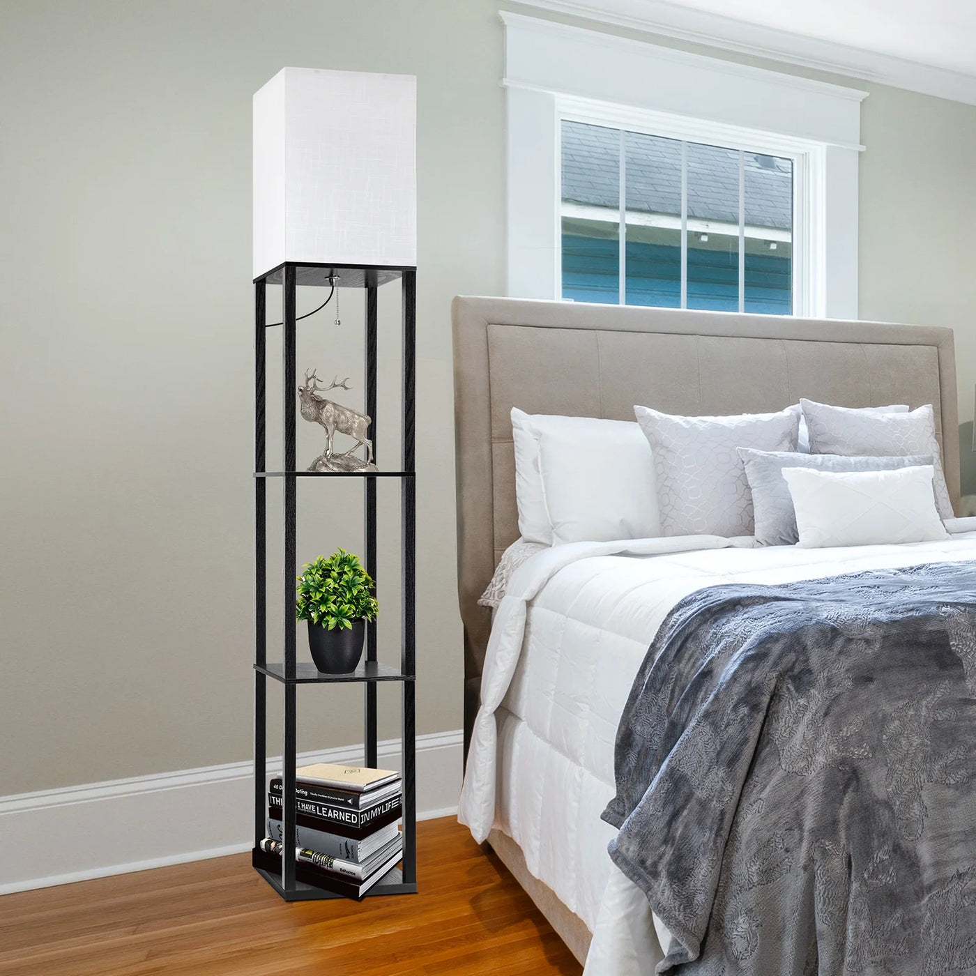 63" Shelf Floor Lamps with Shelves  Black