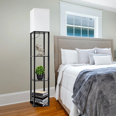 63" Shelf Floor Lamps with Shelves  Black