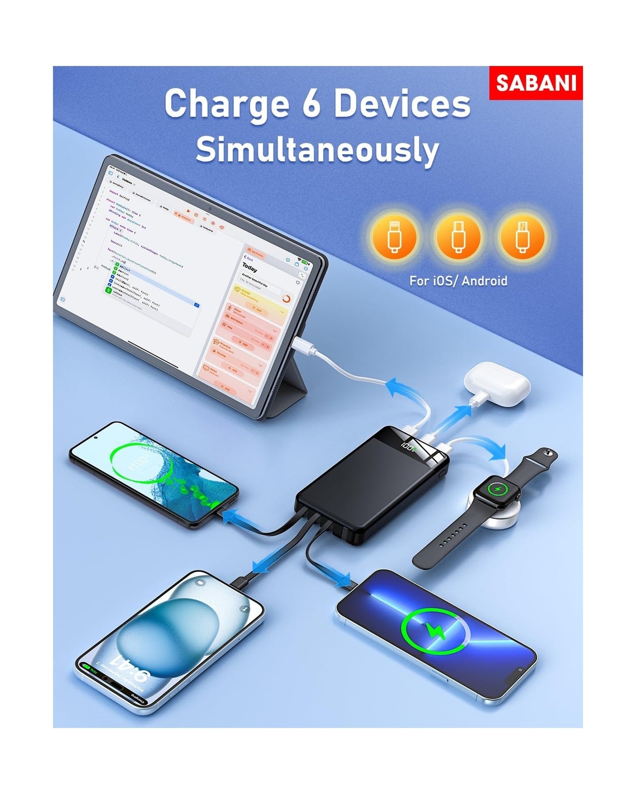 SABANI Portable Charger 35000Mah Power Bank - Portable Battery with 4 Built I...