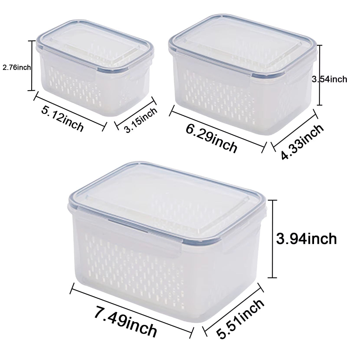 3-Pack Fridge Storage Containers – Keep Your Produce Crisp, Clean, and Organized