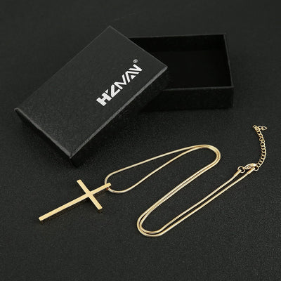 HZMAN Philippians 4:13 Cross Pendant STRENGTH Bible Verse Stainless Steel Necklace