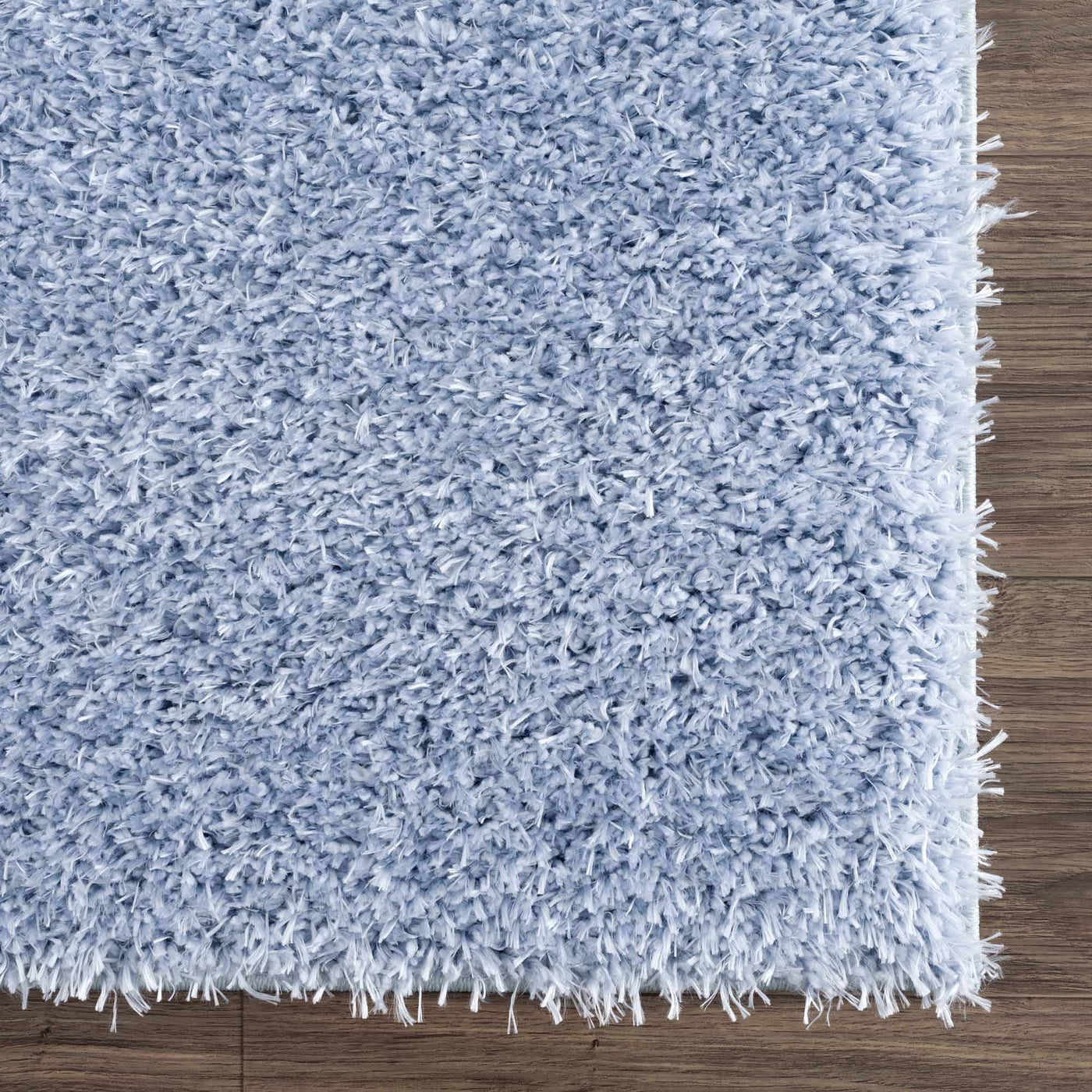 Faina Solid Aqua Shag Rug Washable