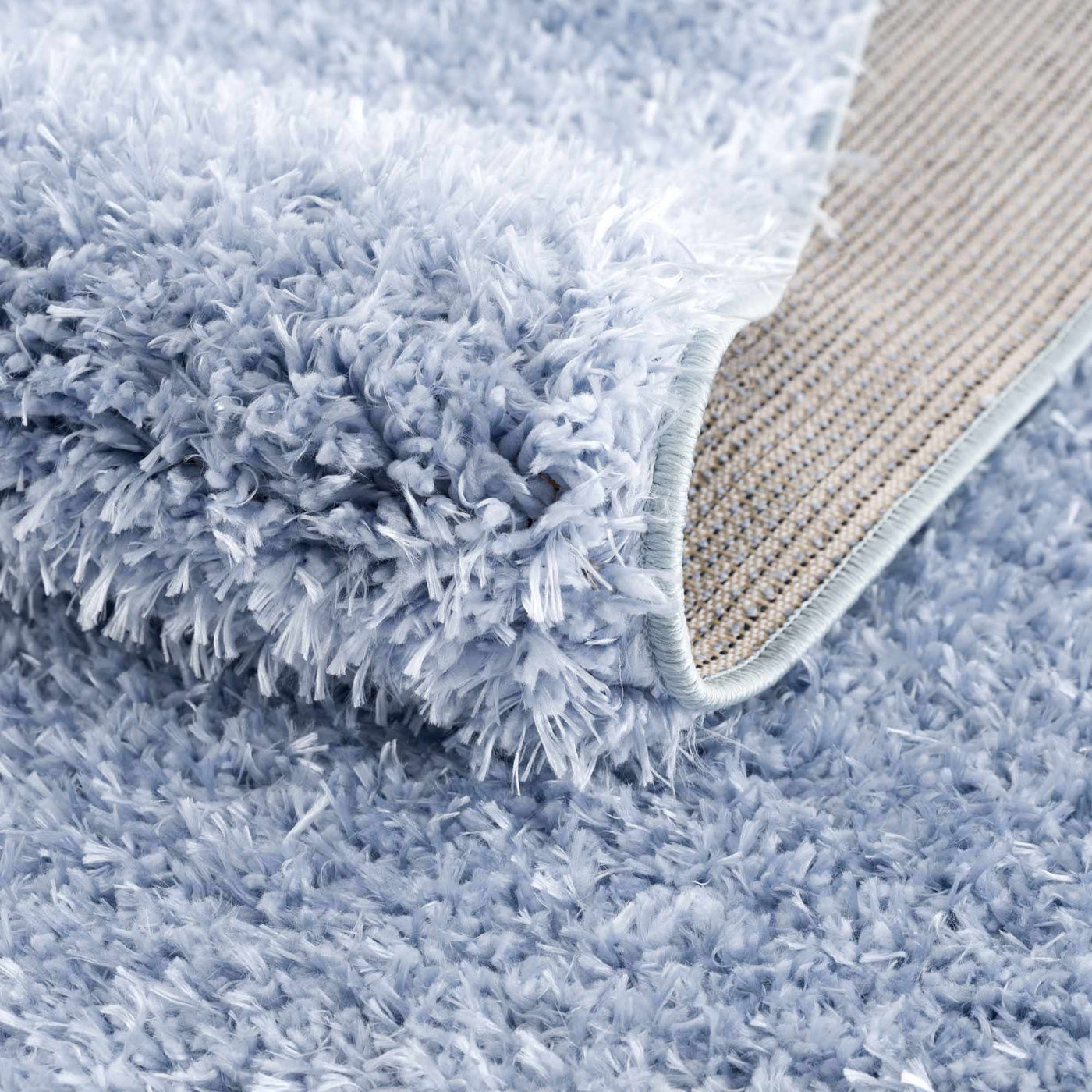 Faina Solid Aqua Shag Rug Washable