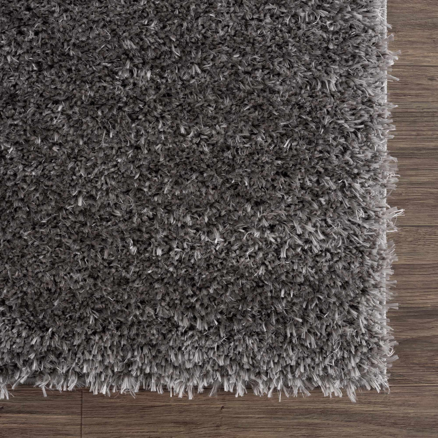 Faina Solid Dark Gray Shag Rug Washable