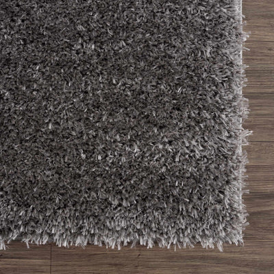 Faina Solid Dark Gray Shag Rug Washable