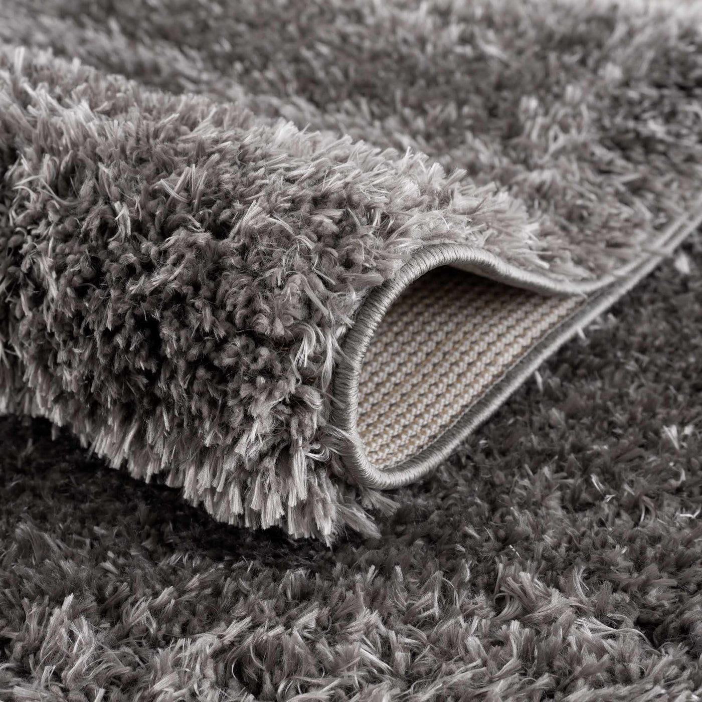 Faina Solid Dark Gray Shag Rug Washable