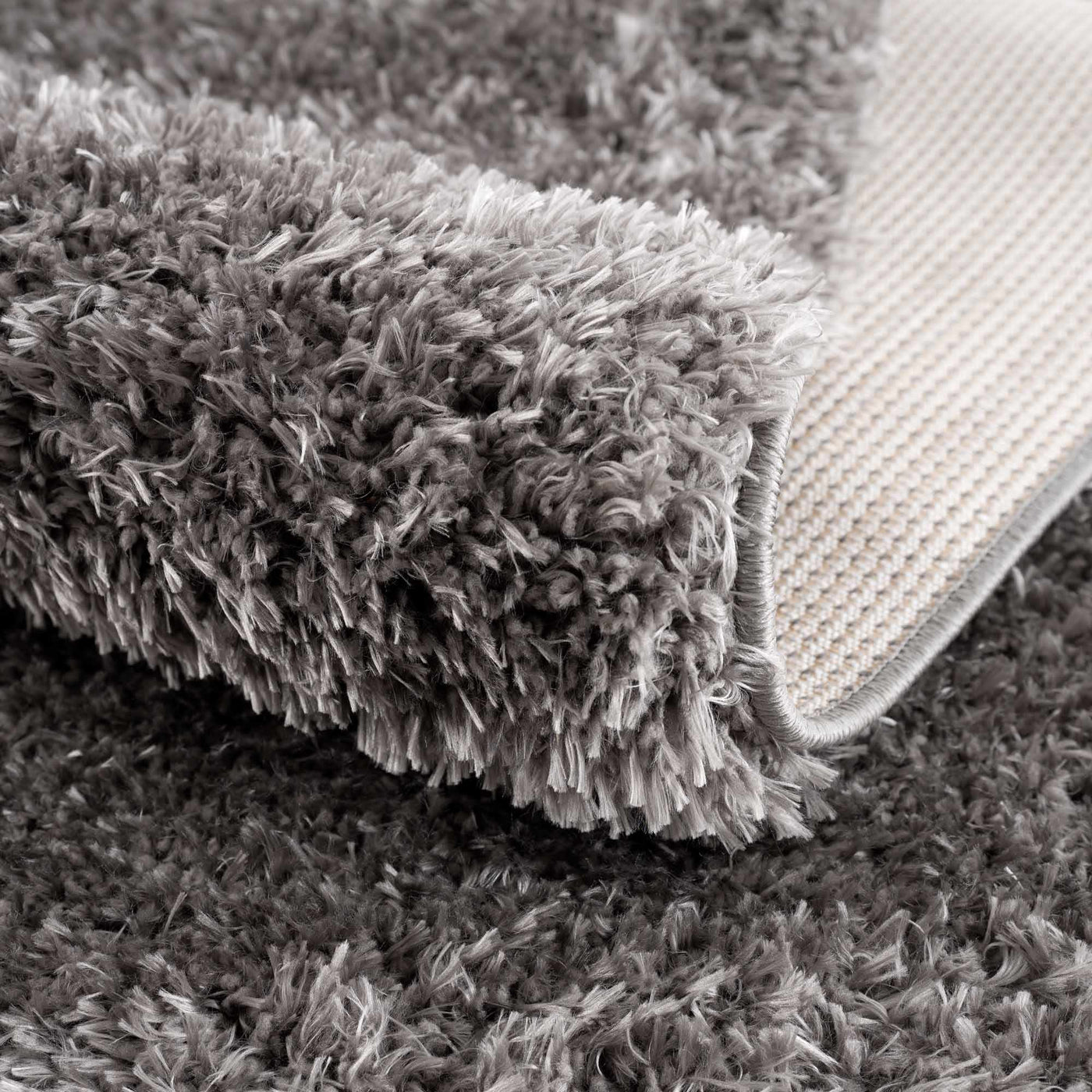 Faina Solid Dark Gray Shag Rug Washable