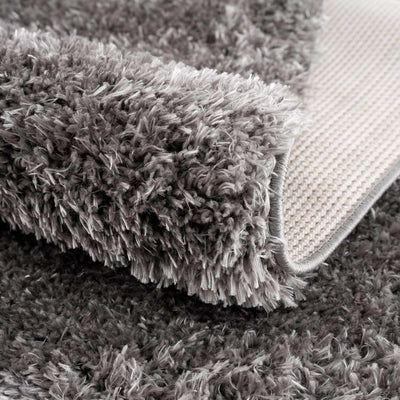 Faina Solid Dark Gray Shag Rug Washable