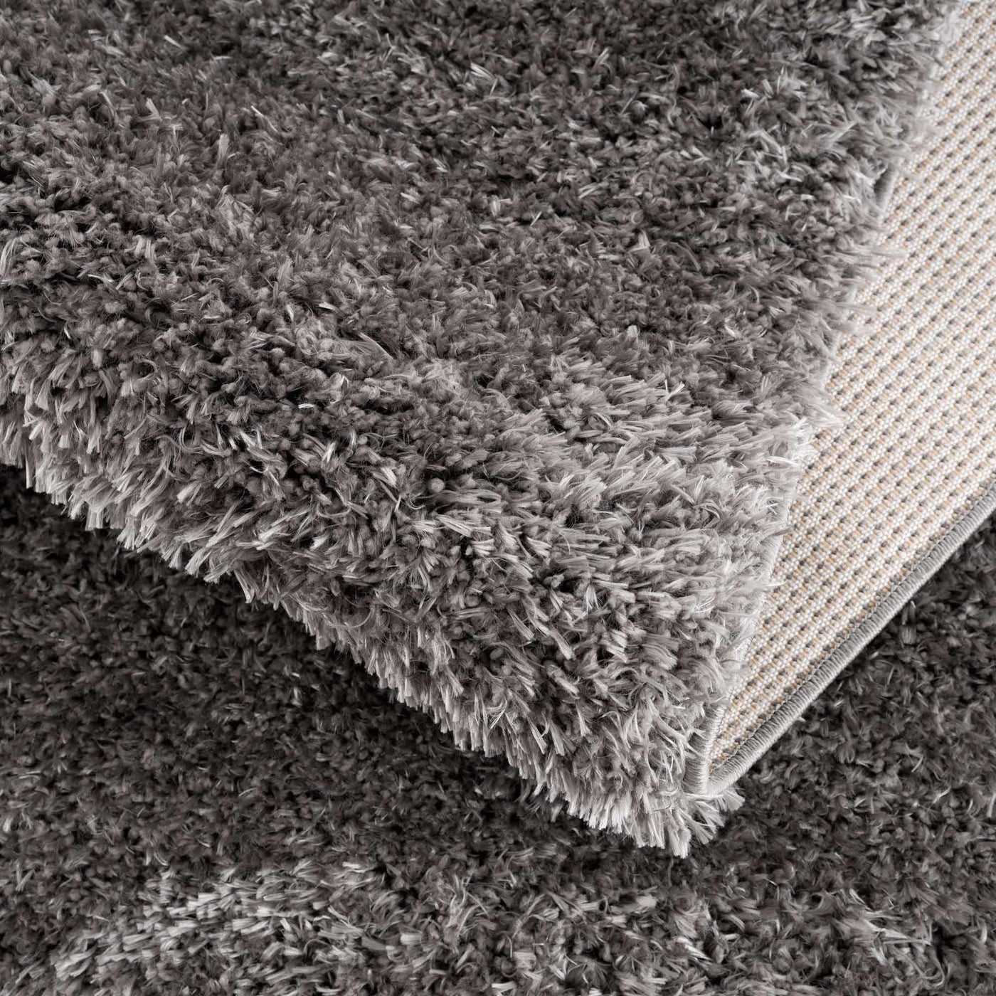 Faina Solid Dark Gray Shag Rug Washable