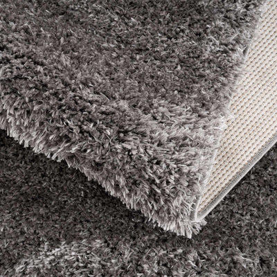 Faina Solid Dark Gray Shag Rug Washable
