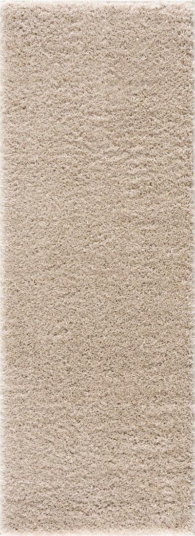 Faina Solid Beige Shag Rug Washable