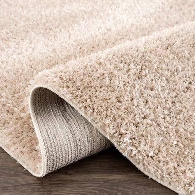 Faina Solid Beige Shag Rug Washable