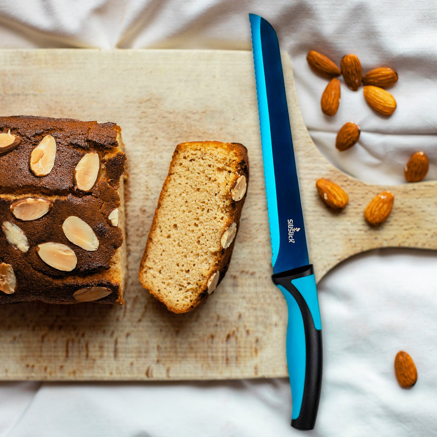 Kitchen Knife Set Kit | Blue Handle &  Blade with Black Magnetic Rack