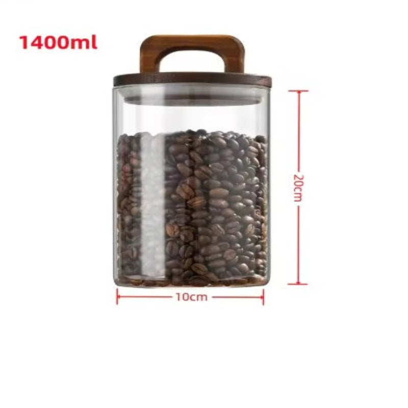 SealNest™ Glass Storage Jar with Wooden Lid – Airtight Kitchen Canister for Coffee, Tea, Spices & More