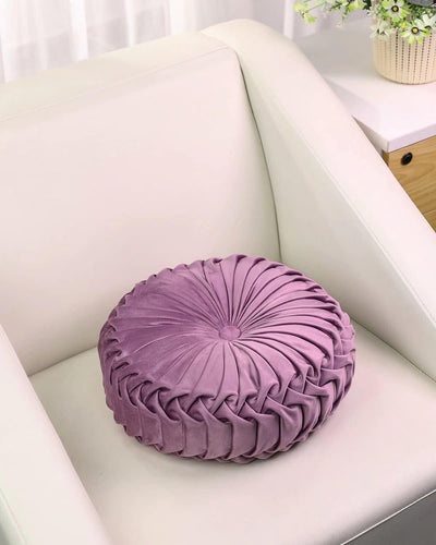 HLOVME round Velvet Pillow for Couch Small Handmade Decorative Throw Pillow for Bed Bedroom 13.7” Light Purple