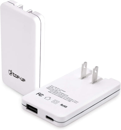 USB C Flat Wall Charger, TOP-UP Ultra Slim 18W Dual Port Charger – USB-C & A, Fast Flat USB Wall Plug for Iphone 16 15 14 13 12 Pro Max, Ipad, Airpods, Samsung Galaxy, Pixel & More