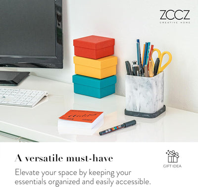 Zccz Toothbrush Holder, Countertop Marble Look Electric Toothbrush Toothpaste Makeup Brush Razor Holder Stand Bathroom Organizer with Detachable Tray