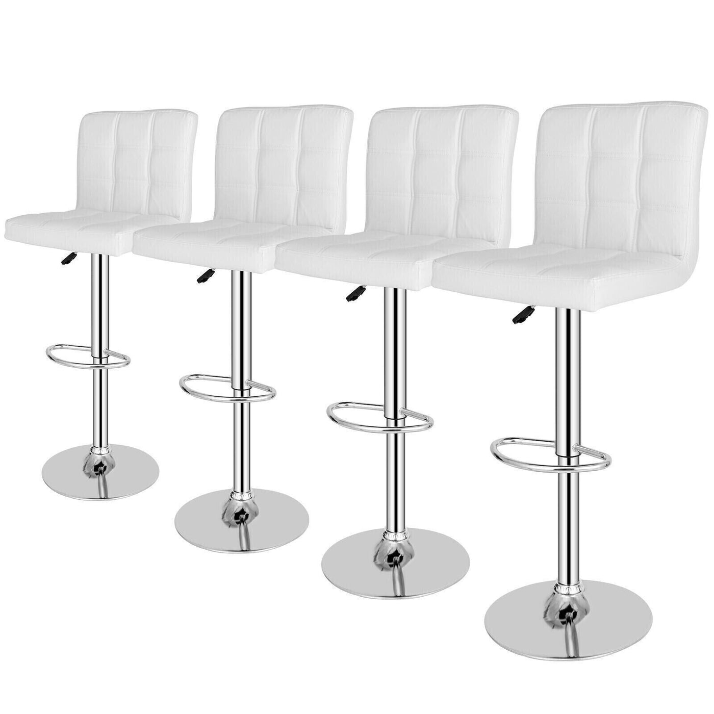 (Set of 4)Adjustable Bar Stools Swivel PU Leather Modern Dinning Chairs with Back Set of 4