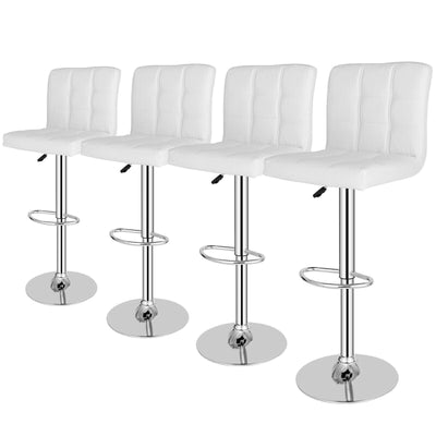 (Set of 4)Adjustable Bar Stools Swivel PU Leather Modern Dinning Chairs with Back Set of 4