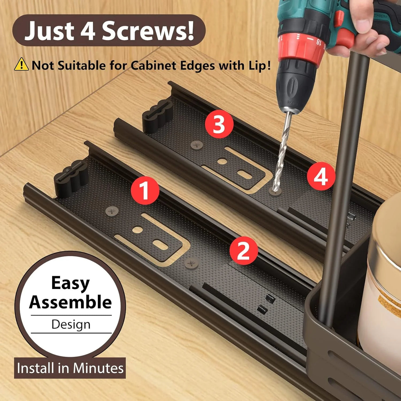 2 Packs Pull-Out Spice Rack Organizer for Cabinets, Slide-Out Design, Multi Purpose Kitchen Cabinet Organizer, Black