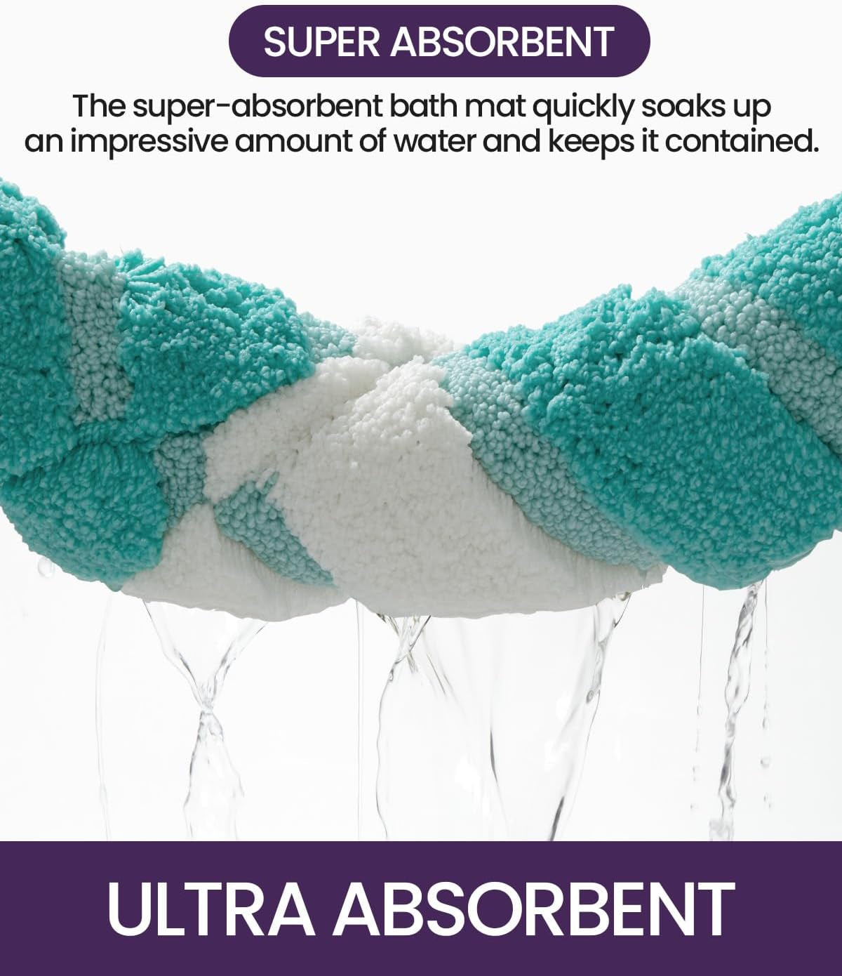 DEXI Bath Mats for Bathroom, 16X24 Absorbent Microfiber Bath Mat Quick Dry, Washable Bathroom Rugs with Non Slip Backing for Shower Floor, Turquoise