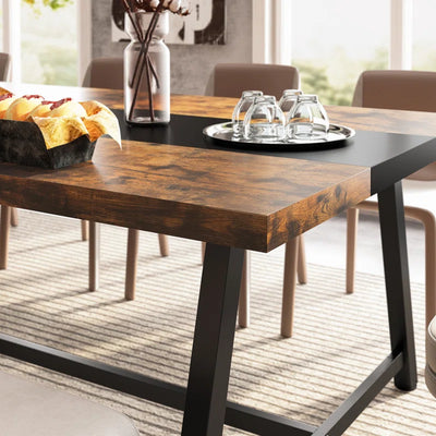 Baeumel 70.87'' Rectangle Dining Table for 6-8, Wood Kitchen Table with Strong Metal Frame