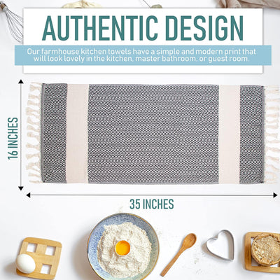 Turkish Hand Towels for Bathroom | 2 Pcs Decorative Bathroom Towels | 100% Cotton Farmhouse Kitchen Towels | 16X35 Boho Hand Towels | Oeko-Tex Certified Dark Gray Hand Towels | by Rumi&Shams