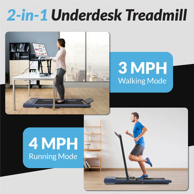 Electric Walking Desk Exercise Treadmill, Black and Blue, 400 Lb