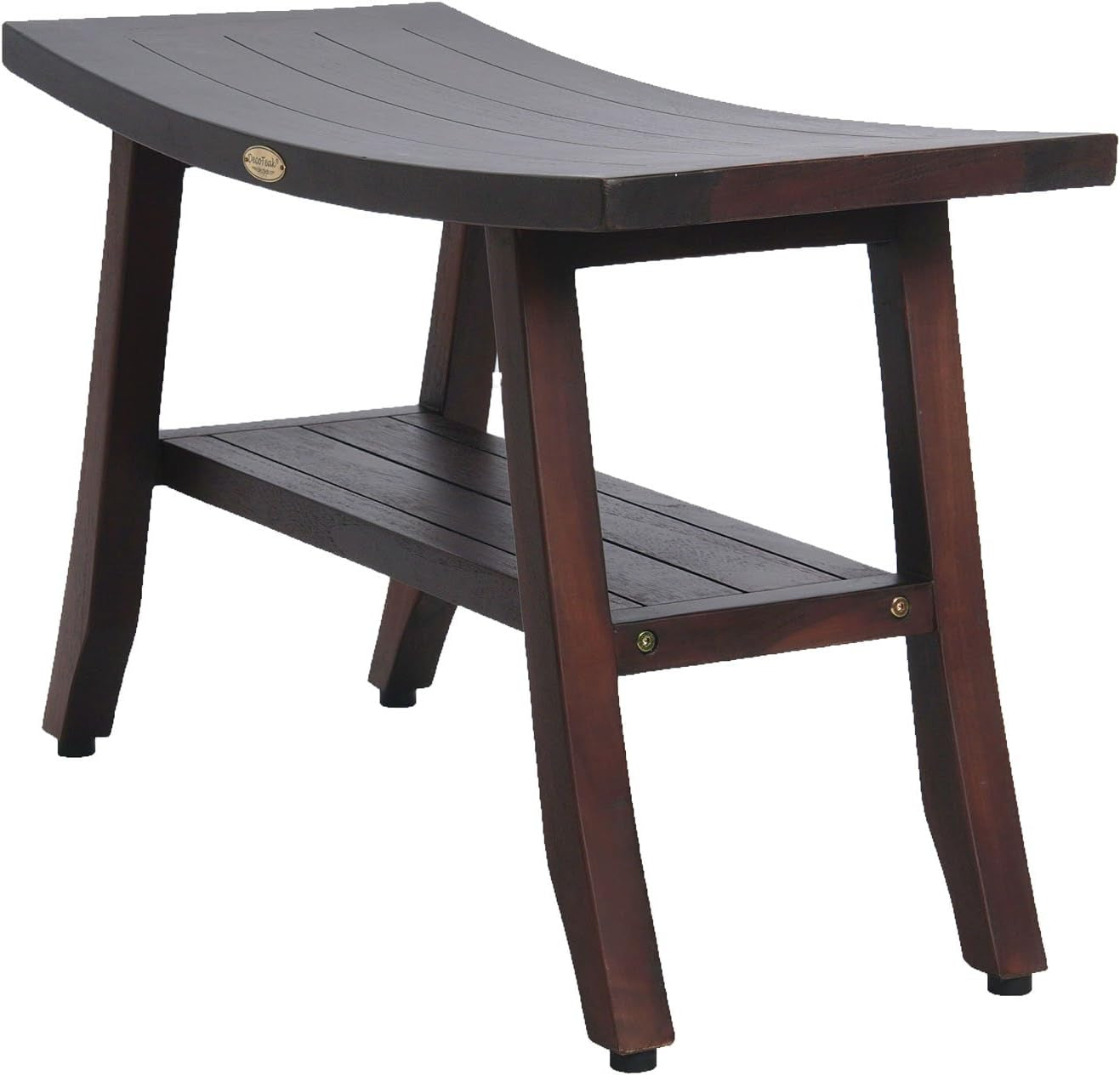 Decoteak Satori 28-Inch Brown Waterproof Teak Wood Shower Bench Stool Seat Chair for inside Shower Storage Shelf Provides Safety, Storage, and Organization for Bathroom Accessories