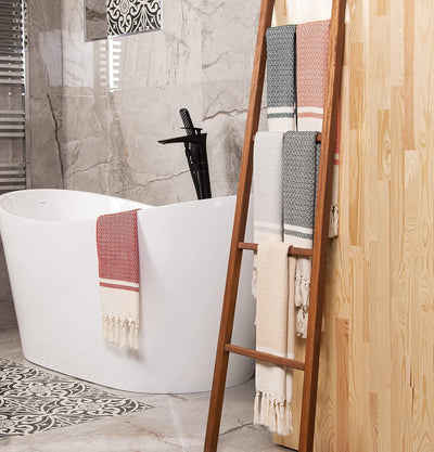 Rumi & Shams Turkish Farmhouse Boho Hand Towels | 2 Pcs Beige (Sand) | 16 X 32 Inches | 100% Cotton