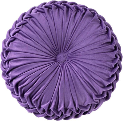 HLOVME round Velvet Pillow for Couch Small Handmade Decorative Throw Pillow for Bed Bedroom 13.7” Light Purple