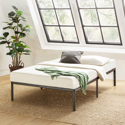 Best Price Mattress 14-Inch Metal Platform Beds W/ Heavy Duty Steel Slat Mattress Foundation (No Box Spring Needed), Black